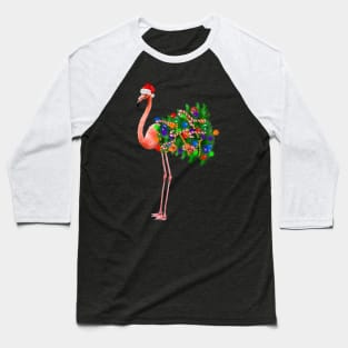 Flamingo Christmas Lights, Xmas Tree, Santa Hat Baseball T-Shirt